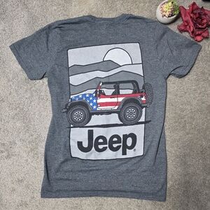 Jeep T-Shirt American Stars and Stripes Patriotic Graphic Tee Shirt Size Small